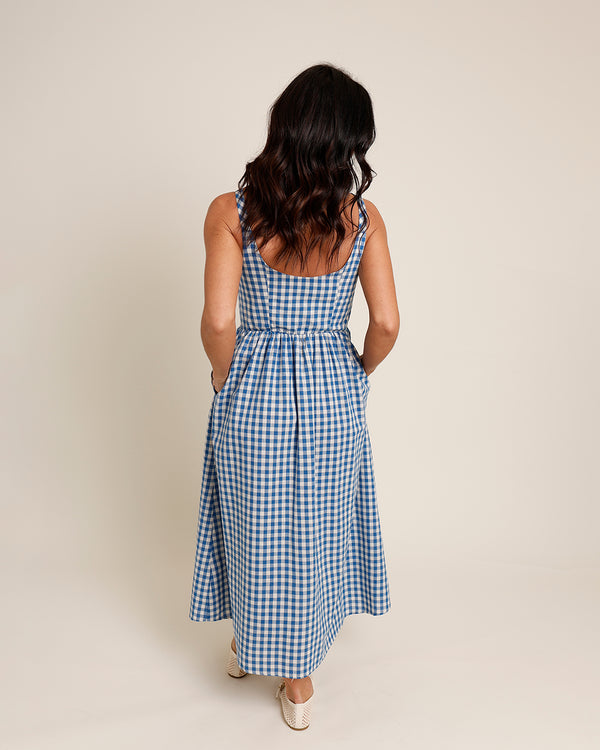 SAILING DAY GINGHAM MIDI DRESS