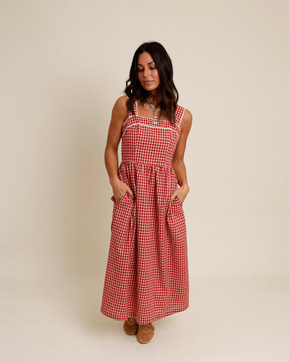CHERRY PIE GINGHAM MIDI DRESS