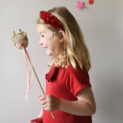 SEQUIN VELBET HEADBAND X RED