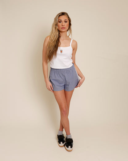 PARKER BLUE GINGHAM BOXER TRACK SHORT