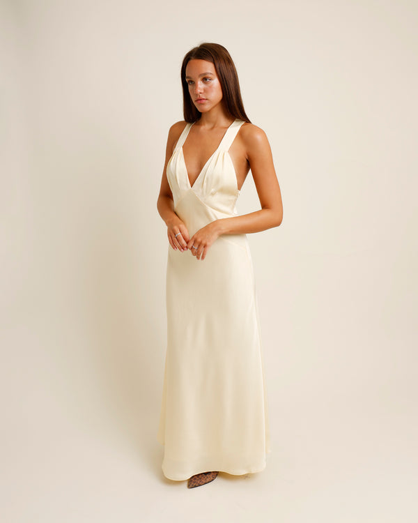 ANDIE SATIN MAXI DRESS X BUTTER YELLOW