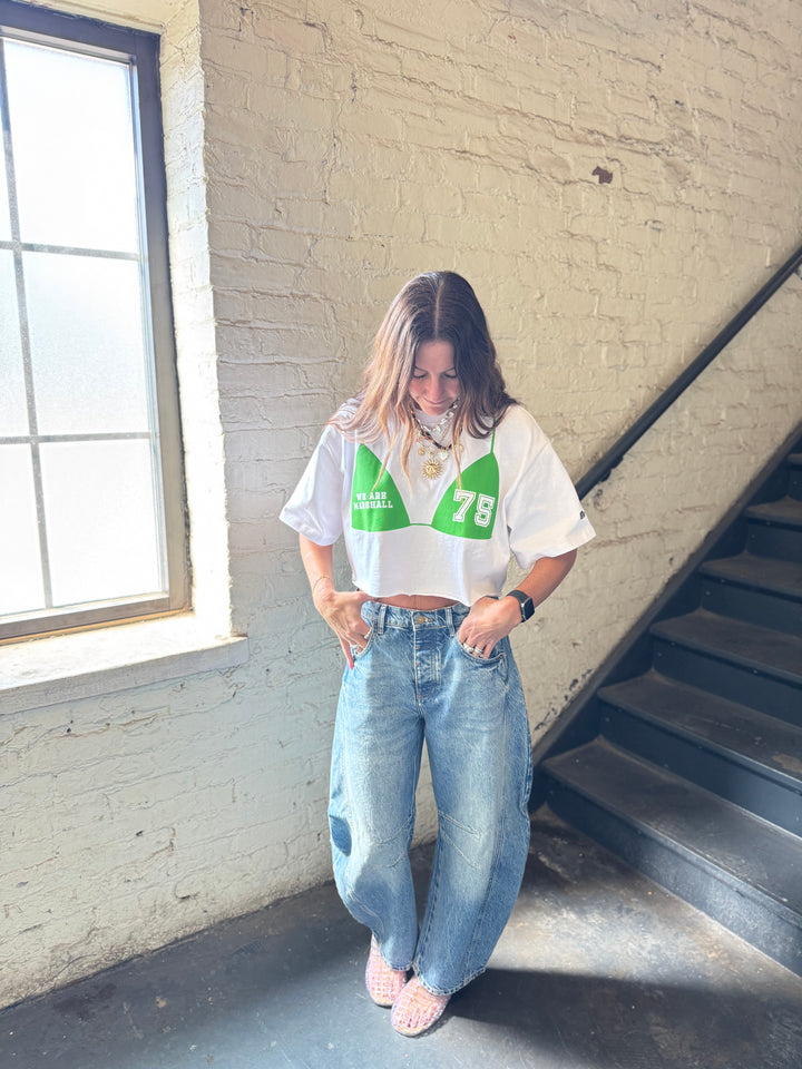 HOT FOR HERD CROPPED RAW HEM TEE