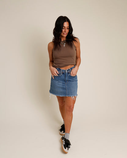 LEVI'S UPCYCLED MID-RISE DENIM MINI SKIRT