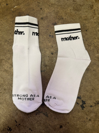 MOTHER. HALF CREW STRIPED SOCKS X BLACK