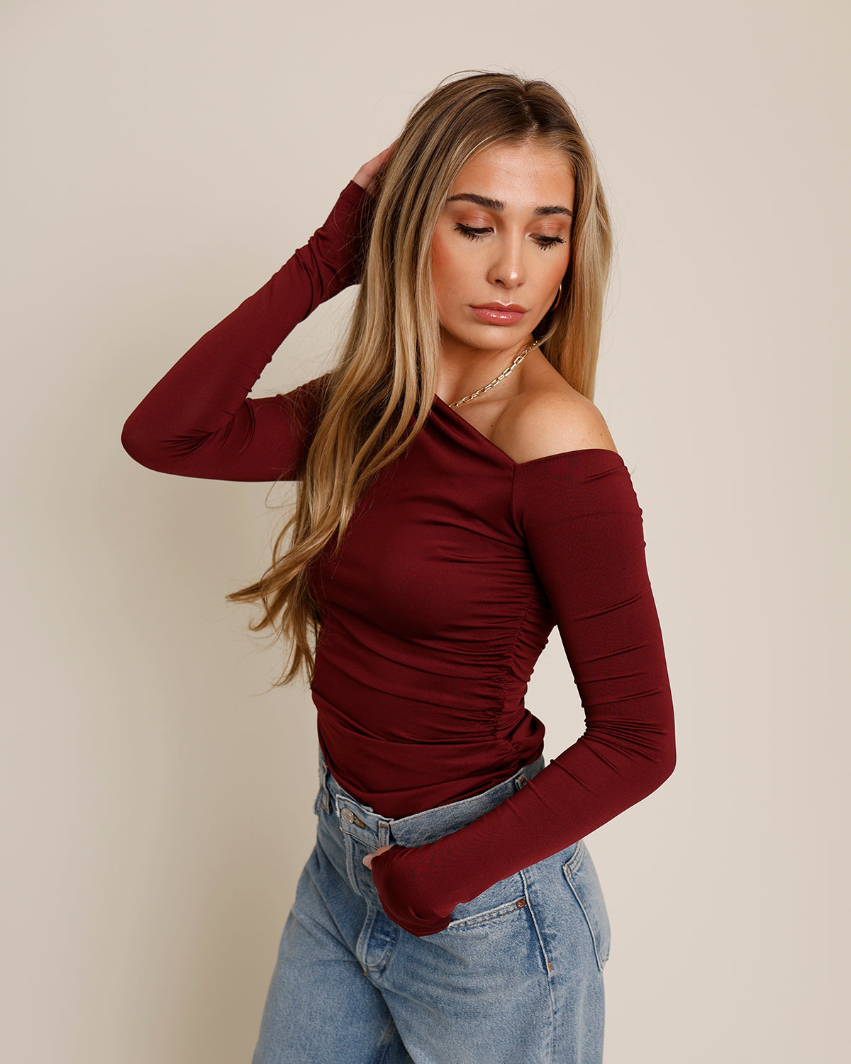 NIA CLEO TOP X OXBLOOD