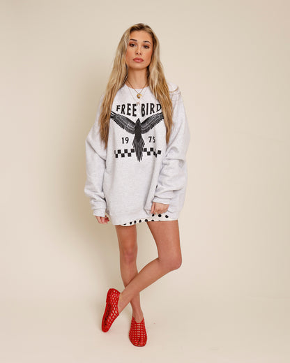 grey free bird 1975 graphic crewneck