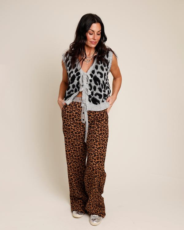 OLIVIA LEOPARD PRINT TIE FRONT TOP