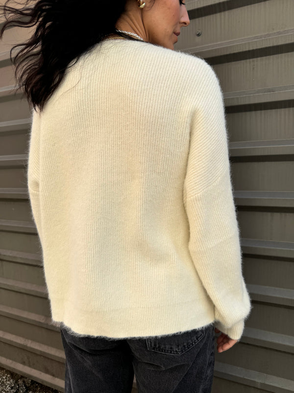 ARTHUR BOW FRONT SWEATER X WHITE