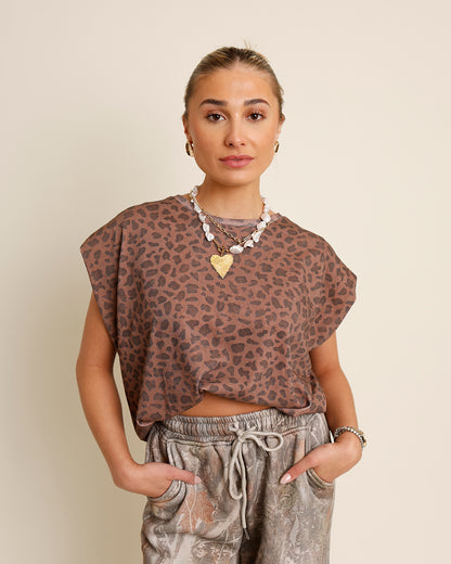 HIP UNTAMABLE LEOPARD MUSCLE TEE
