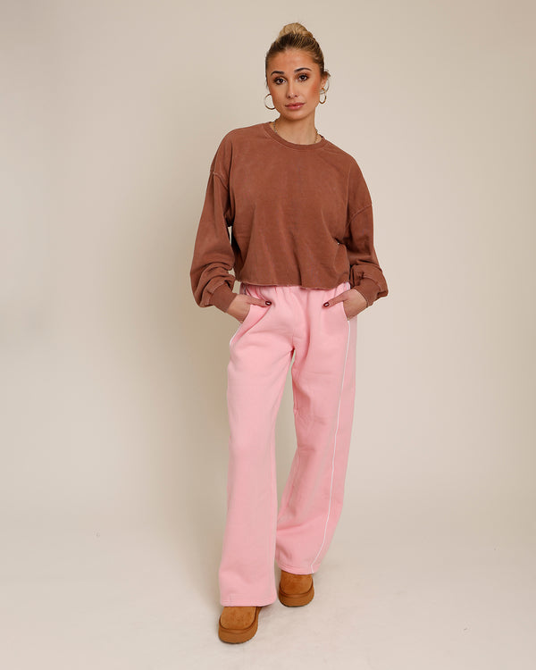 KELSIE ESSENTIAL FLEECE STRAIGHT SWEATPANTS X PINK