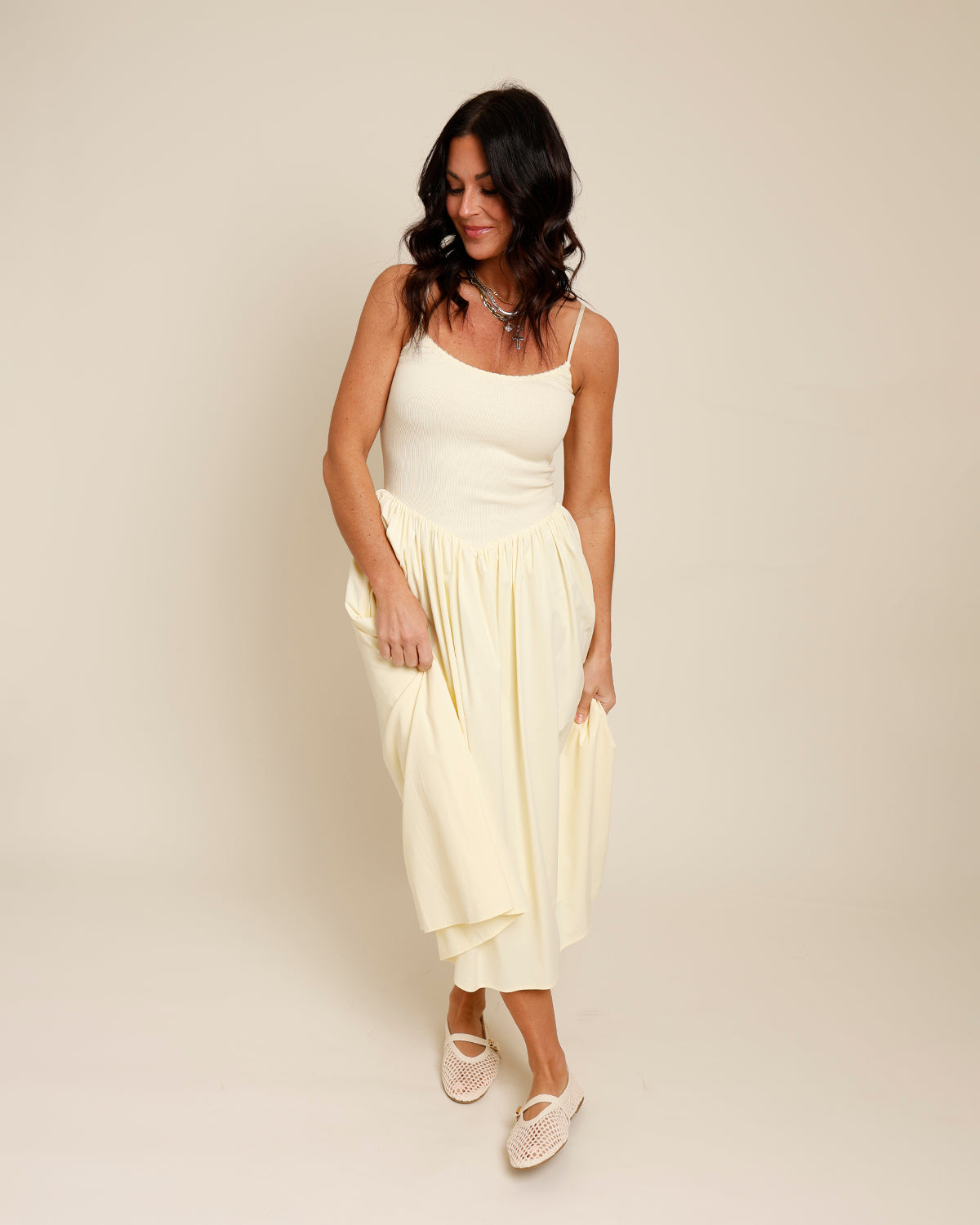 TEA TIME DROP WAIST DRESS X YELLOW