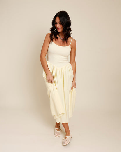 TEA TIME DROP WAIST DRESS X YELLOW