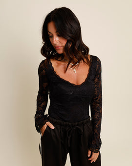 FREE PEOPLE PERFECTLY FINE BODYSUIT X BLACK