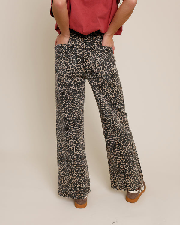 LEOPARD MUSE WIDE LEG JEANS