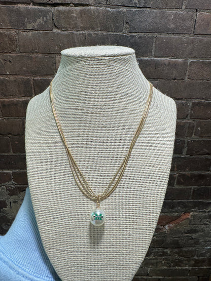 MARSHALL PEARL LOGO LAYERED NECKLACE