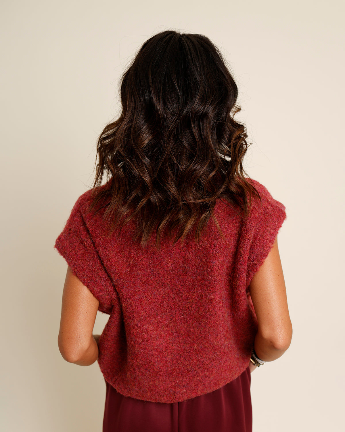 FRNCH PULL JASMIN SLEEVELESS SWEATER TOP X MAROON