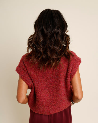FRNCH PULL JASMIN SLEEVELESS SWEATER TOP X MAROON