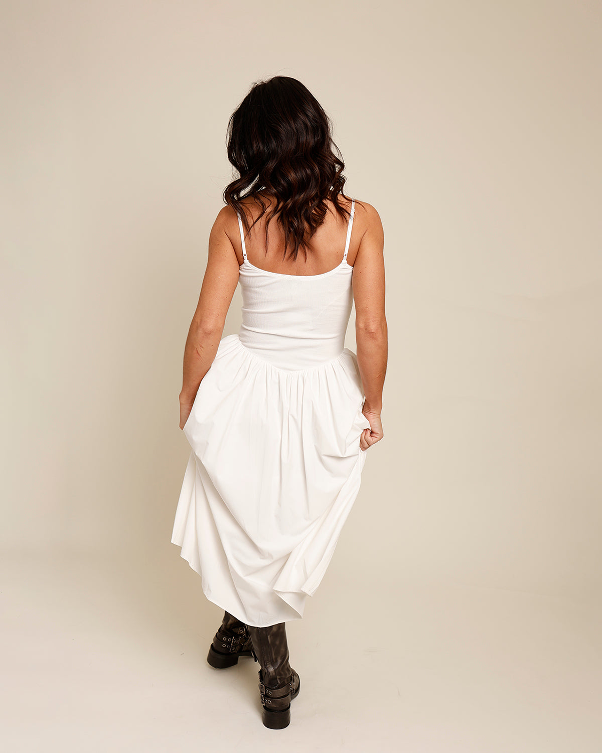 TEA TIME DROP WAIST DRESS X WHITE