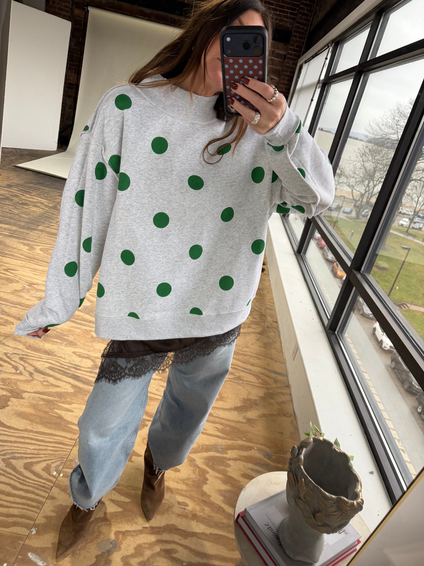 REVERSIBLE LUCKY MOCK NECK SWEATSHIRT