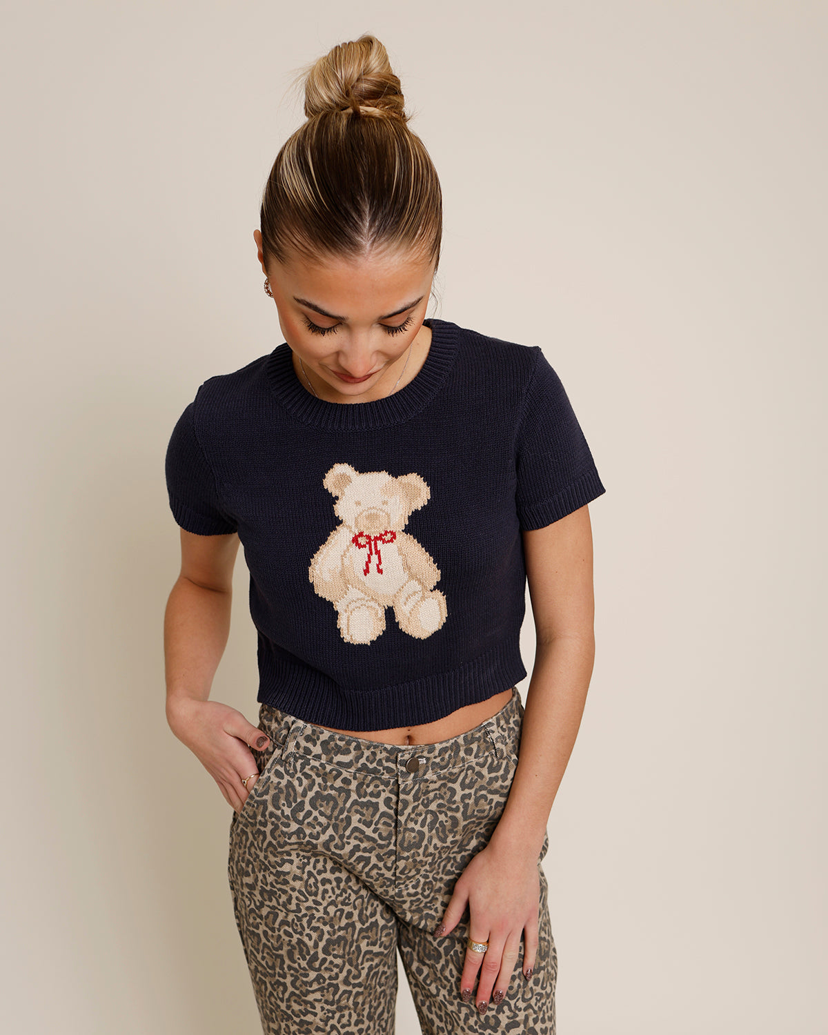 TEDDY BEAR SHORT SLEEVE SWEATER