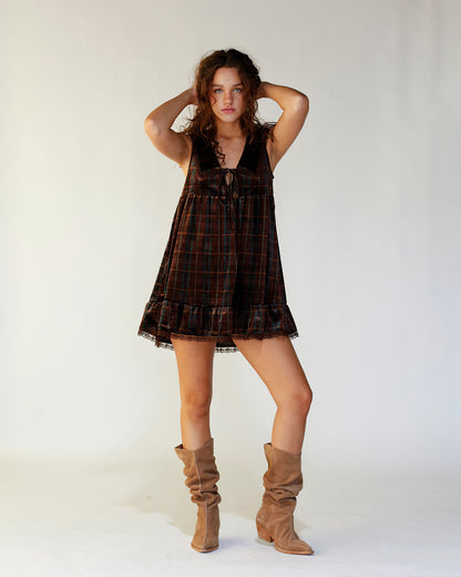 fall dress velvet dress checkered plaid dress mini dress easy fall dress 