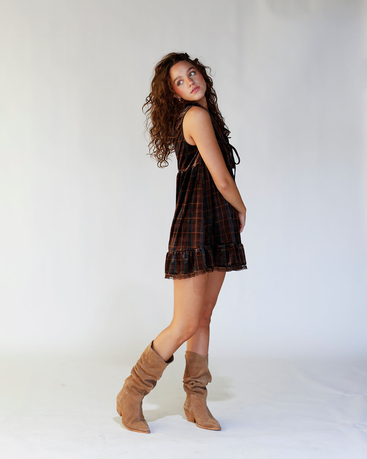 AUTUMN CRUSH VELVET MINI DRESS