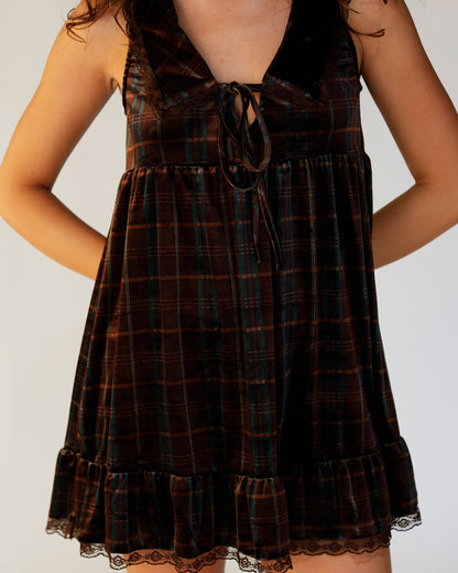 AUTUMN CRUSH VELVET MINI DRESS