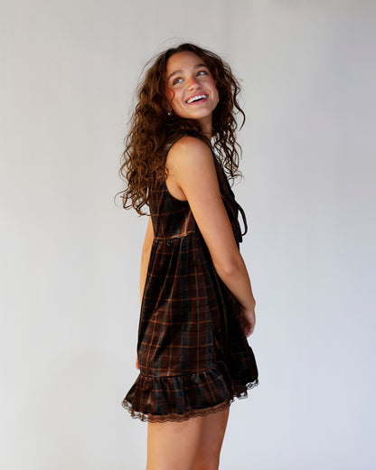 AUTUMN CRUSH VELVET MINI DRESS