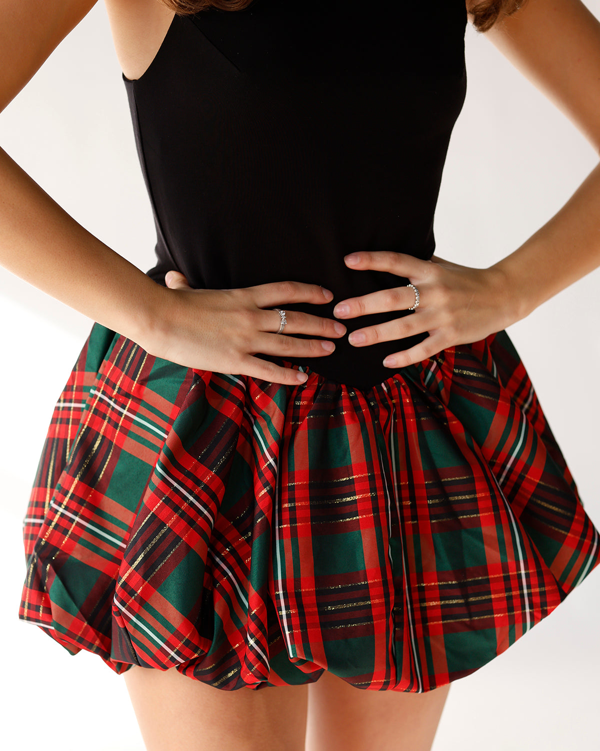 FREE PEOPLE TINSEL KISS PLAID MINI IN RED