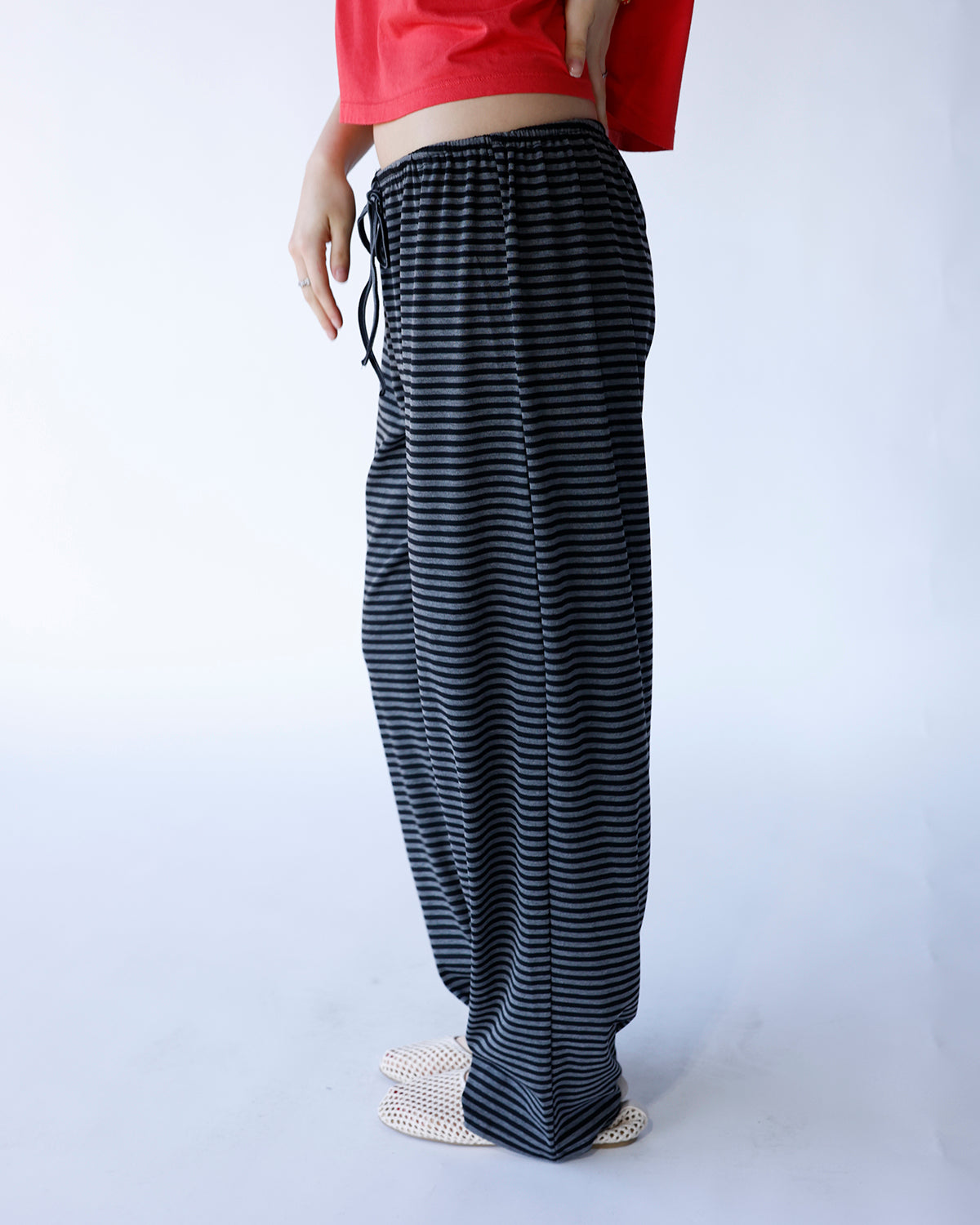 SHADOW STRIPED WIDE LEG PANTS