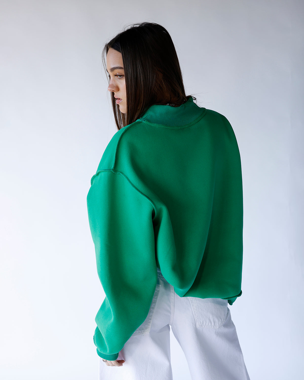 THE HUNTINGTON REVERSIBLE MOCK NECK SWEATSHIRT X KELLY GREEN