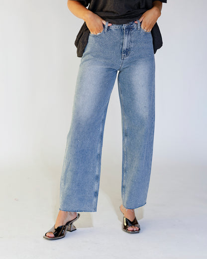 STARRY NIGHT GLITTER EMBELLISHED DENIM JEAN