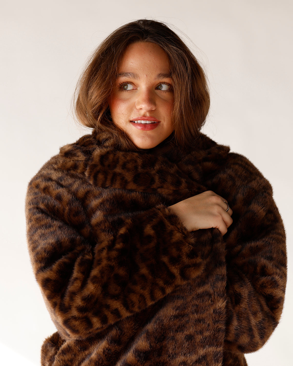 THE FELINE AFFAIR LEOPARD PRINT FAUX FUR COAT