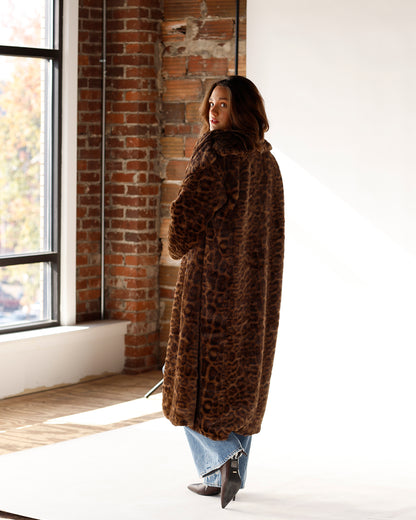 THE FELINE AFFAIR LEOPARD PRINT FAUX FUR COAT