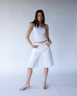 agolde ramona short marshmallow longline white denim shorts women women's white denim jorts