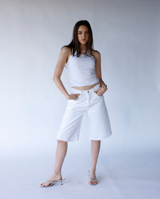 agolde ramona short marshmallow longline white denim shorts women women's white denim jorts
