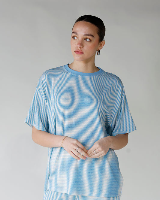 blue and white striped short sleeve tee spring blue short sleeve striped tshirt womens striped short sleeve tee