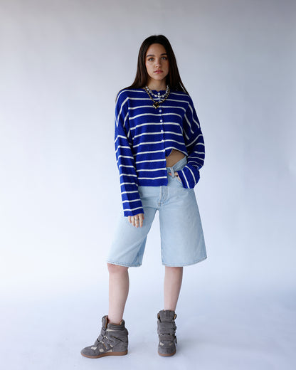 CULT CARDI X ROYAL BLUE STRIPE