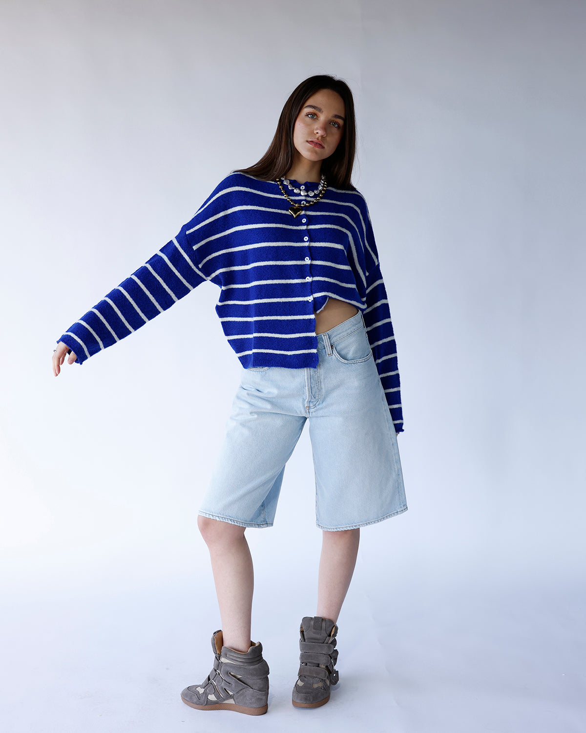 CULT CARDI X ROYAL BLUE STRIPE