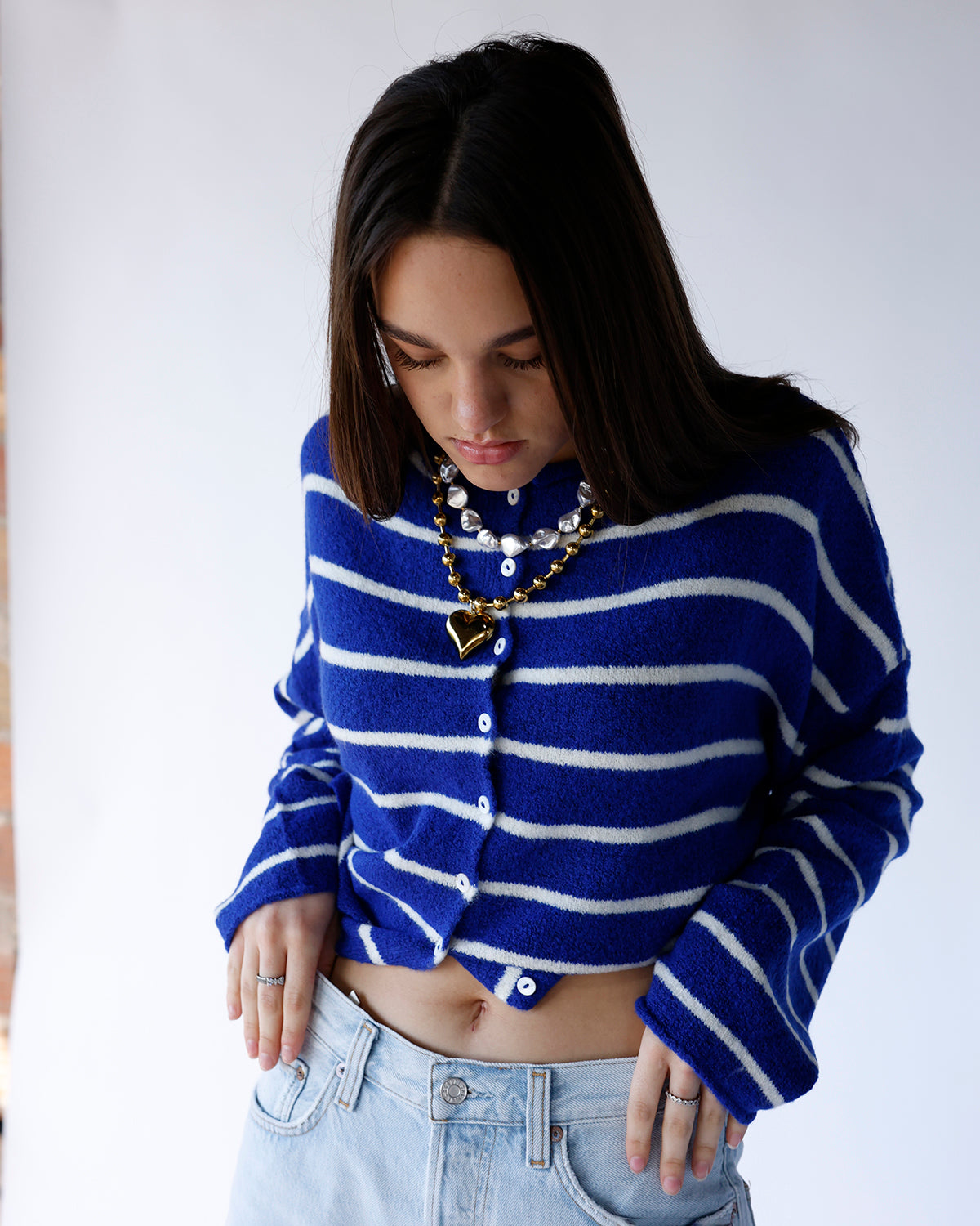 CULT CARDI X ROYAL BLUE STRIPE