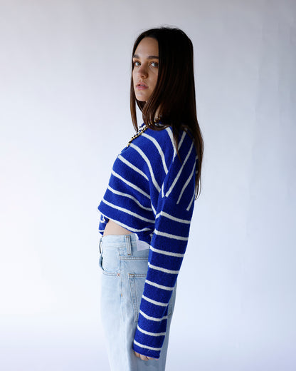 CULT CARDI X ROYAL BLUE STRIPE