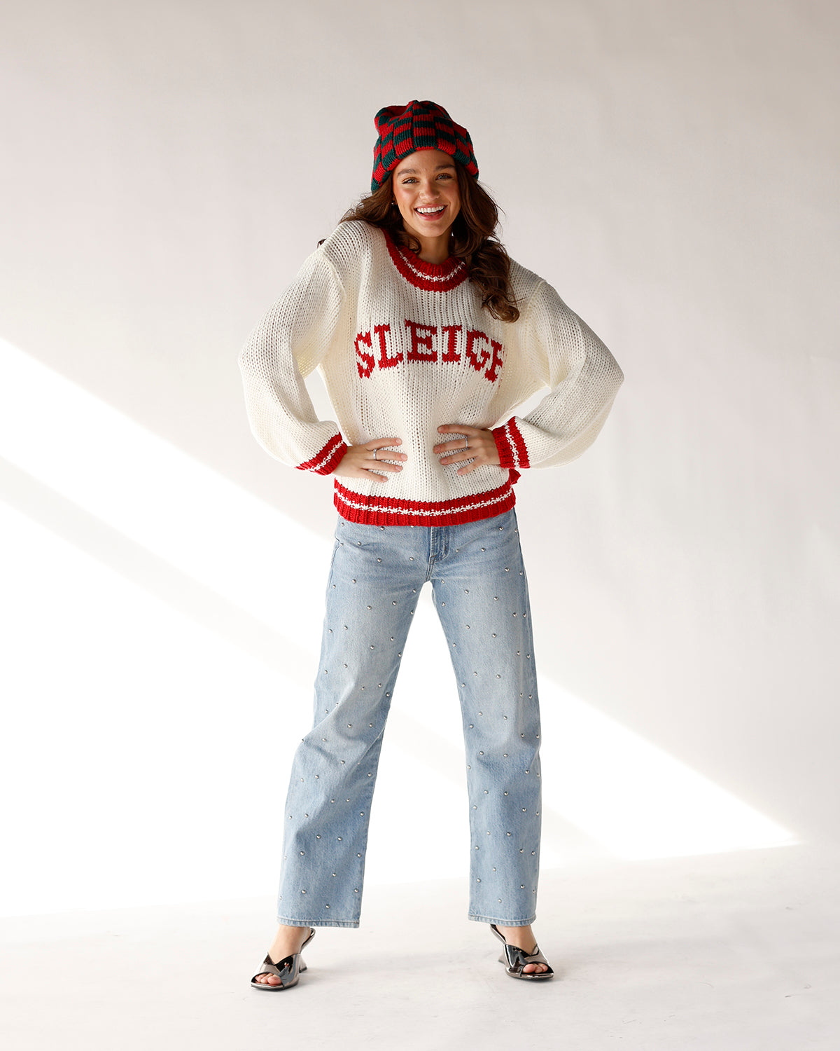 holiday sweater knit sweater sleigh holiday sweater white sweater 