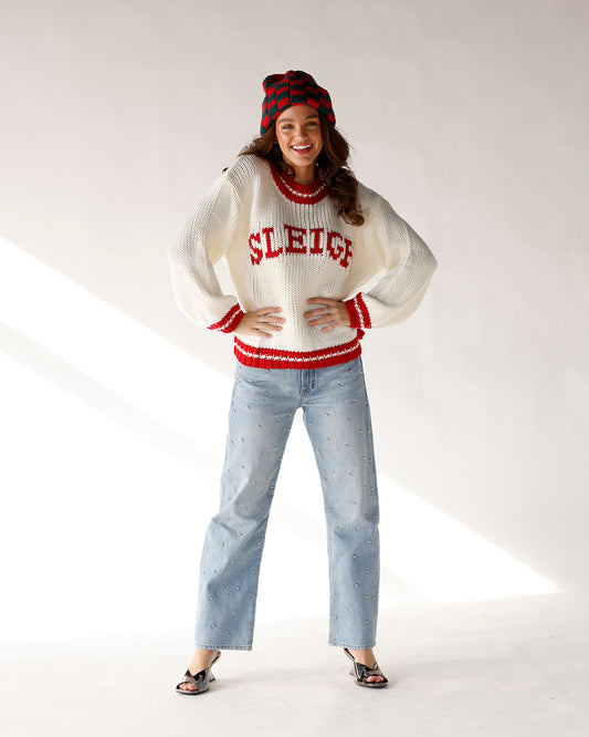 holiday sweater knit sweater sleigh holiday sweater white sweater 