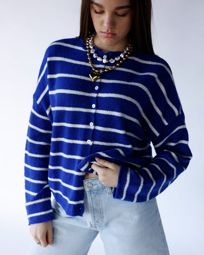 CULT CARDI X ROYAL BLUE STRIPE