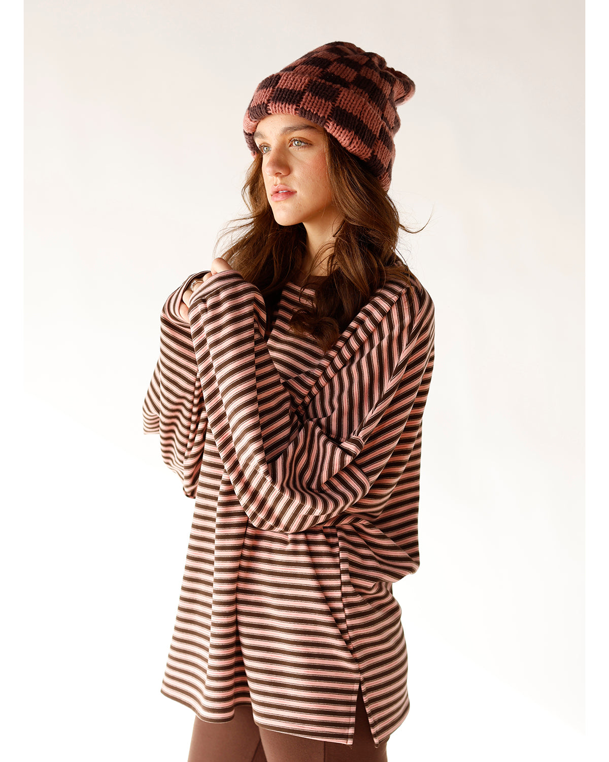 AUTUMN BLUSH STRIPED LONG SLEEVE TOP