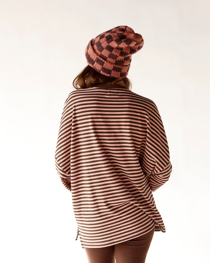 AUTUMN BLUSH STRIPED LONG SLEEVE TOP