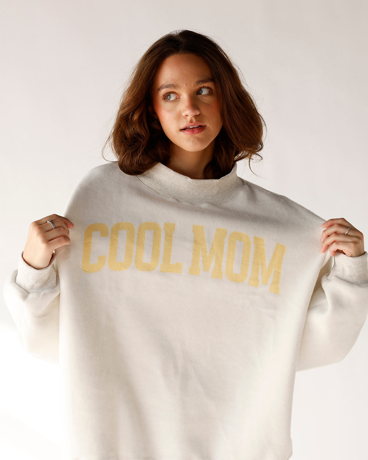 MOM MODE REVERSIBLE MOCK NECK SWEATSHIRT