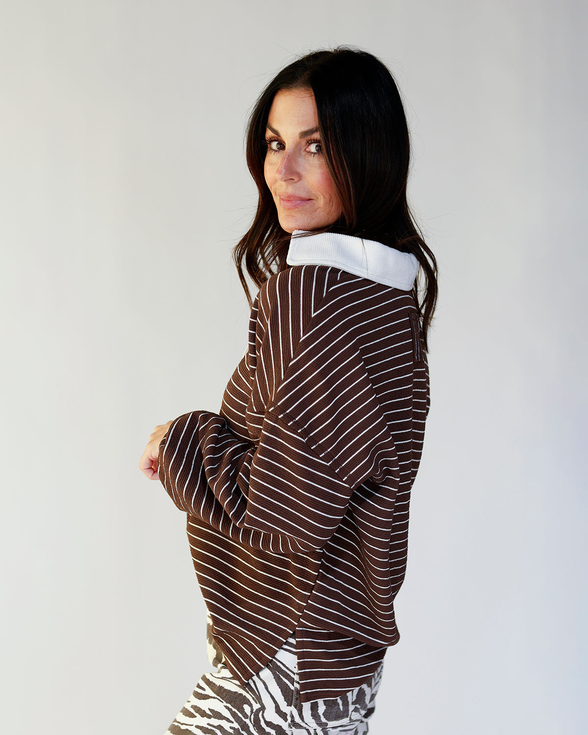 FALLIN' FOR STRIPES RUGBY LONG SLEEVE TOP