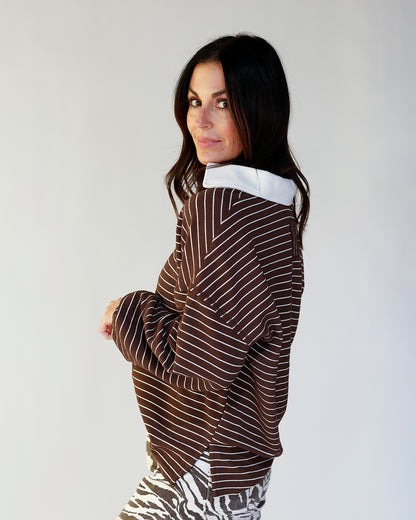 FALLIN' FOR STRIPES RUGBY LONG SLEEVE TOP