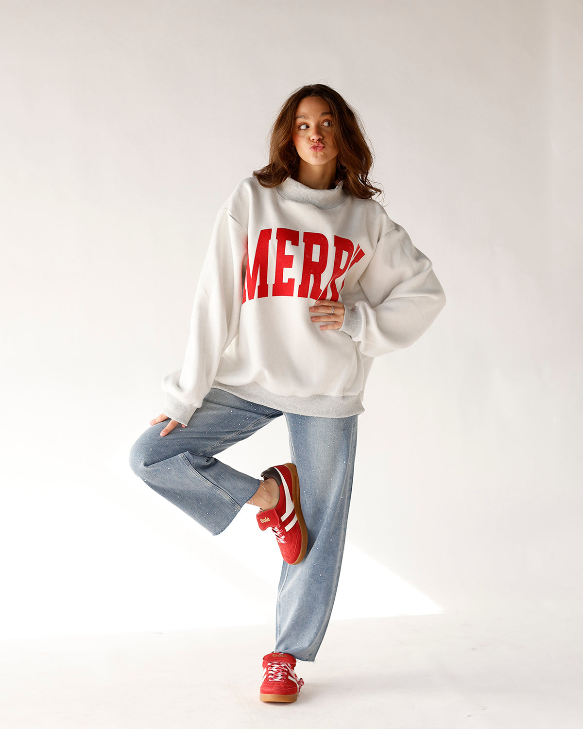MERRY & GRINCHY REVERSIBLE MOCK NECK SWEATSHIRT